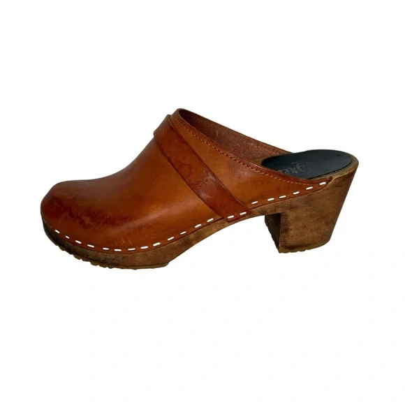 Sandgrens Cognac Leather Clogs Open Back Clogs Size 37 - Picture 2 of 10